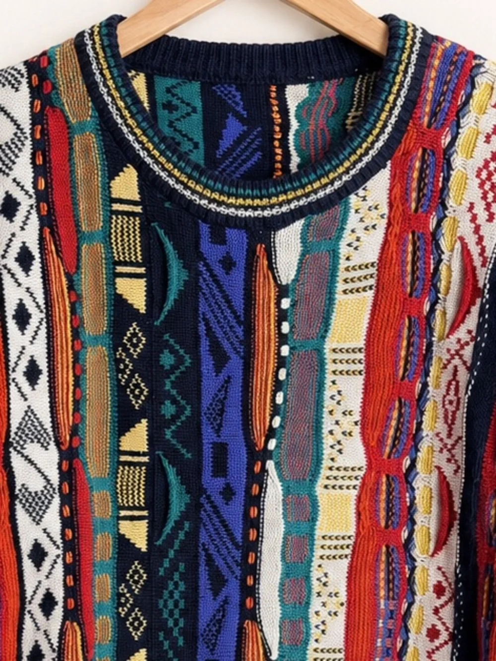 Vintage Cotton Traders 3D Textured Multicolor Knit Sweater